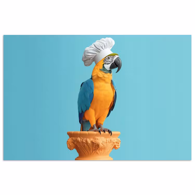 Papegaai - Koksmuts - Grappig - Vogel poster papier klein -3d