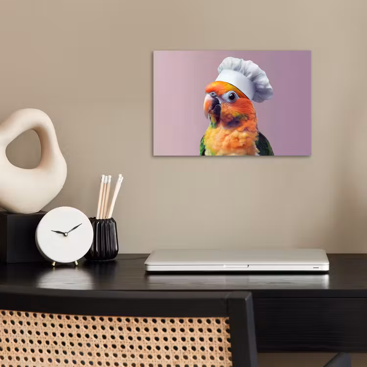 Papegaai - Koksmuts - Nieuwsgierig - Vogel poster papier klein -sfeer1