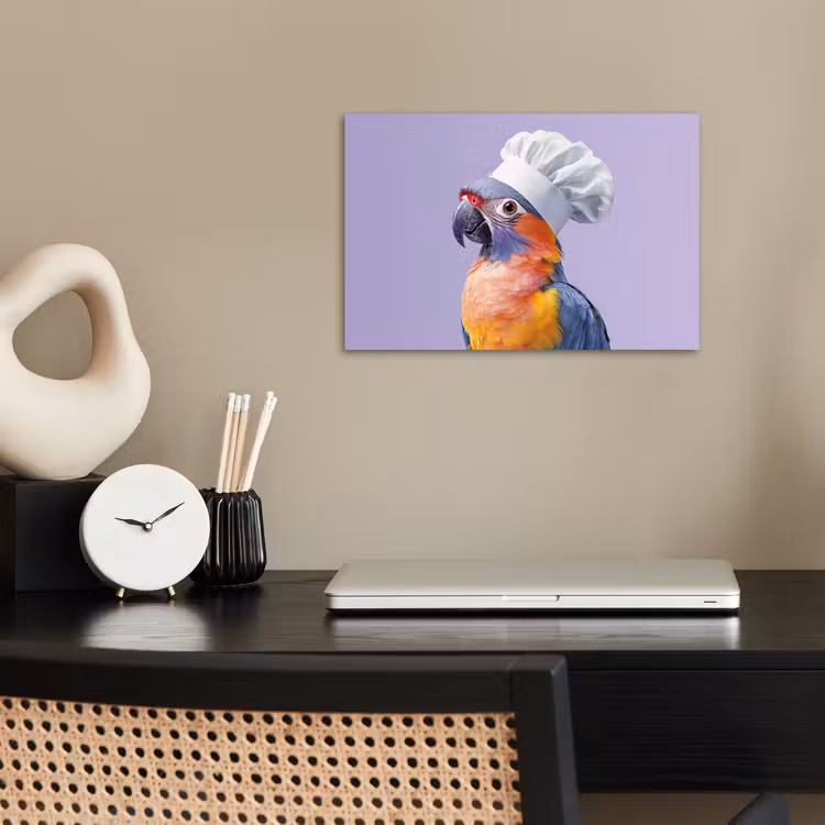 Papegaai - Koksmuts - Paars - Cute poster papier klein -sfeer1