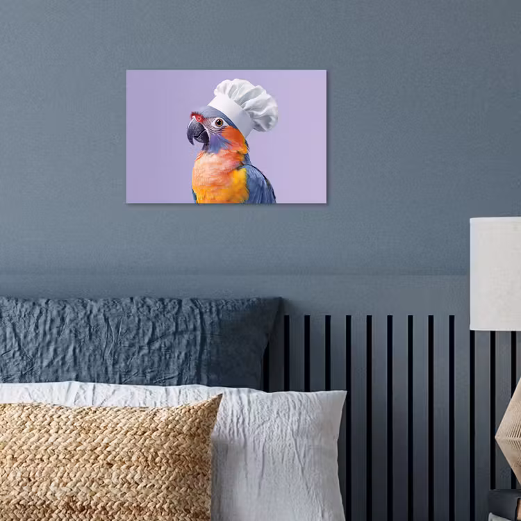 Papegaai - Koksmuts - Paars - Cute poster papier klein -sfeer2