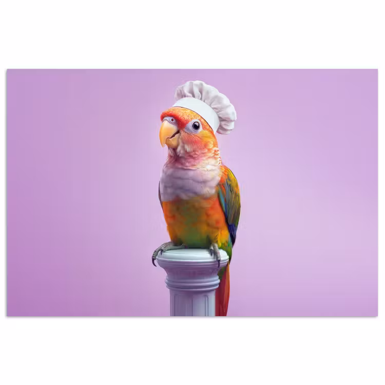 Papegaai - Koksmuts - Pilaar - Vogel poster papier klein -3d
