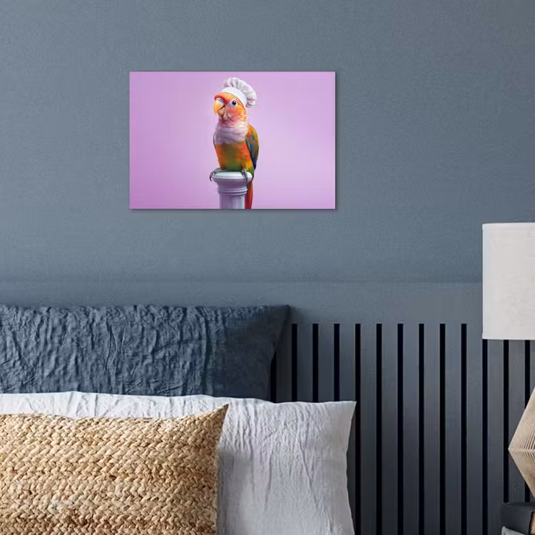 Papegaai - Koksmuts - Pilaar - Vogel poster papier klein -sfeer2