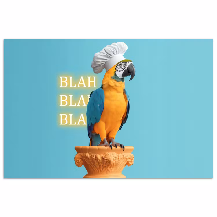 Papegaai - Koksmuts - Quote - Neon poster papier klein -3d