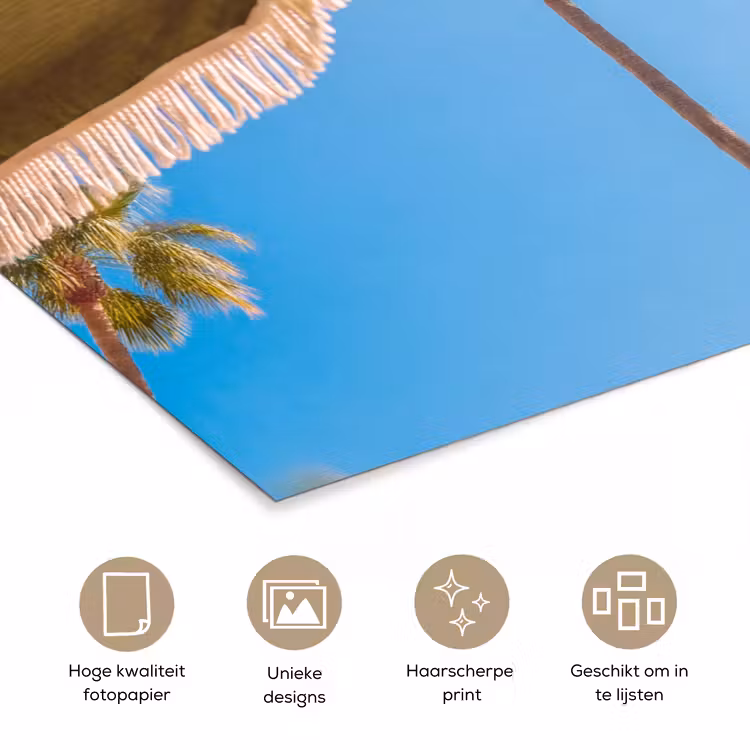 Parasol - Groen - Franjes - Zomer - Tropisch poster papier klein -closeup_NL