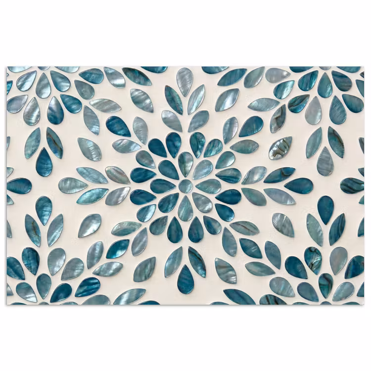 Patroon - Bladeren - Abstract - Modern - Turquoise poster papier klein -3d