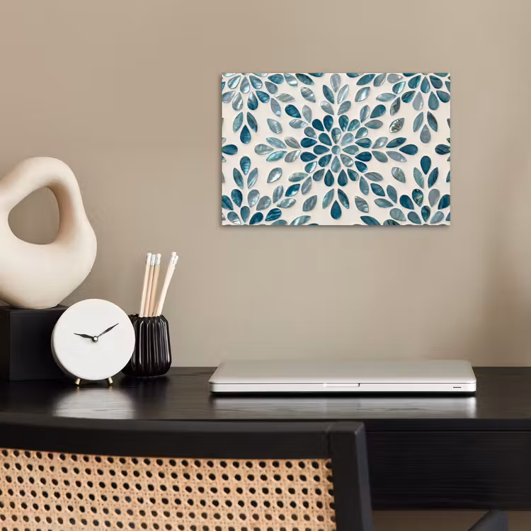Patroon - Bladeren - Abstract - Modern - Turquoise poster papier klein -sfeer1