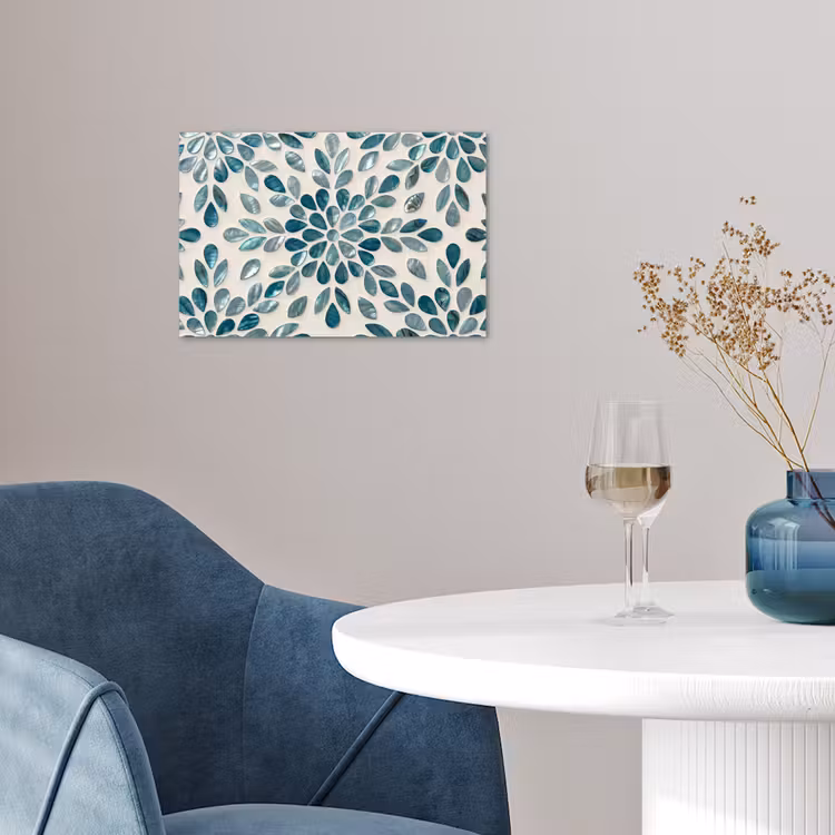 Patroon - Bladeren - Abstract - Modern - Turquoise poster papier klein -sfeer3