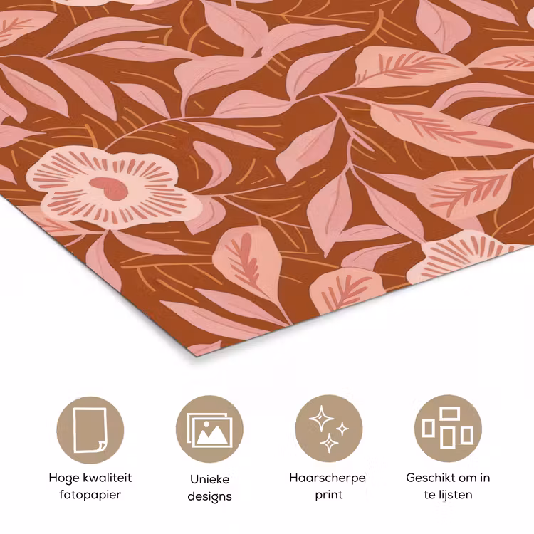 Patroon - Bladeren - Terracotta poster papier klein 62 -closeup_NL