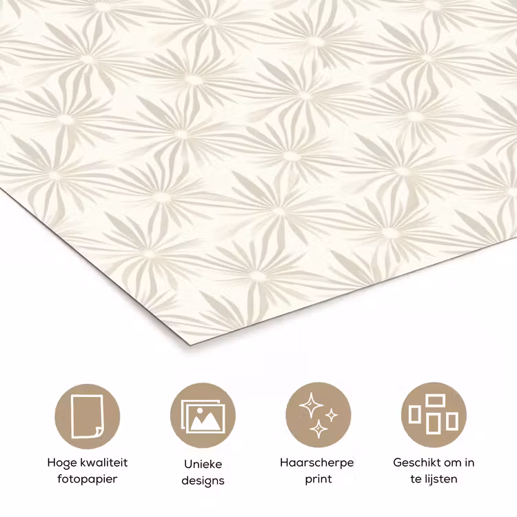 Patroon - Bloemen - Beige poster papier klein 62 -closeup_NL
