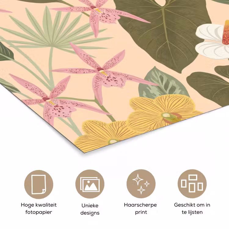 Patroon - Bloemen - Kleurrijk poster papier klein -closeup_NL