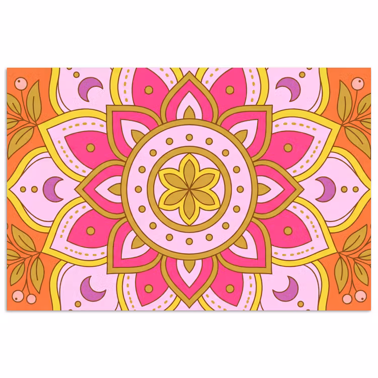 Patroon - Bloemmotief - Decoratie - Abstract - Roze poster papier klein -3d