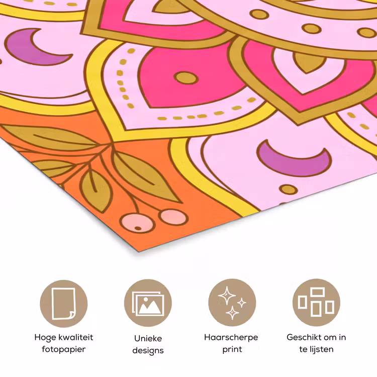 Patroon - Bloemmotief - Decoratie - Abstract - Roze poster papier klein -closeup_NL