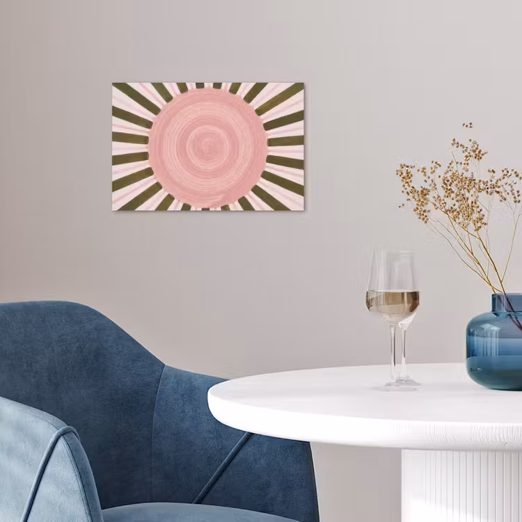 Patroon - Cirkel - Stralen - Abstract - Roze poster papier klein -sfeer3