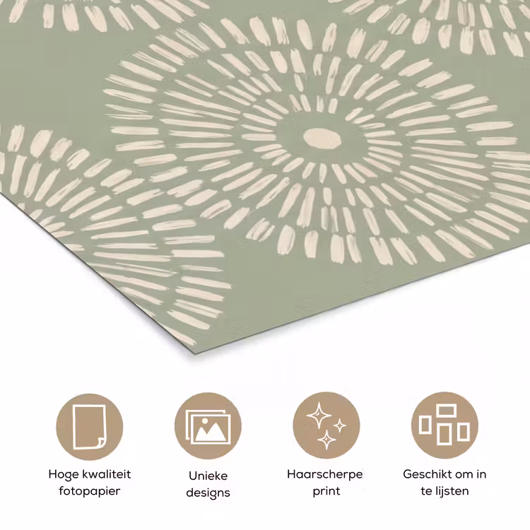 Patroon - Cirkels - Abstract - Modern - Groen poster papier klein -closeup_NL