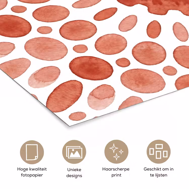 Patroon - Cirkels - Abstract - Modern - Rood poster papier klein -closeup_NL