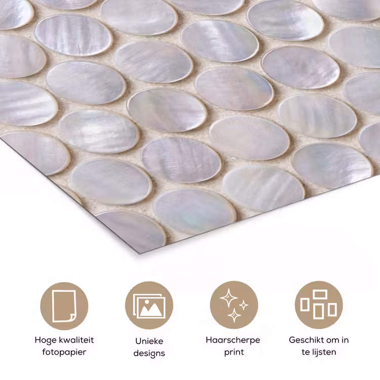 Patroon - Cirkels - Abstract - Modern - Wit poster papier klein -closeup_NL