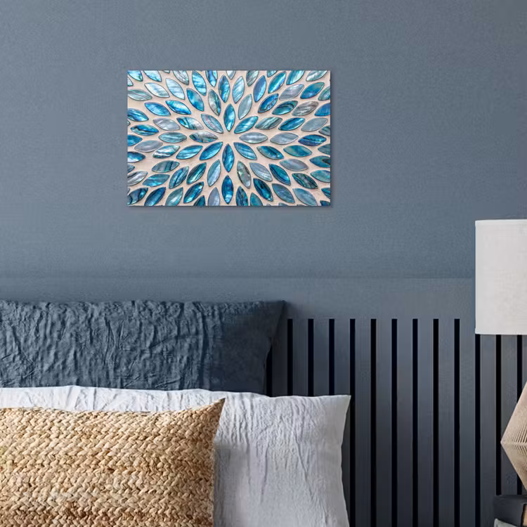 Patroon - Glans - Abstract - Blauw - Decoratie poster papier klein -sfeer2