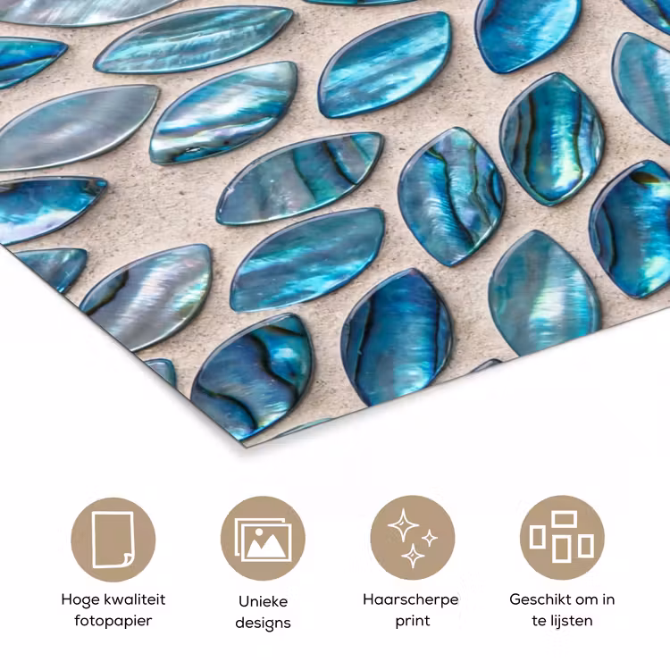 Patroon - Glans - Abstract - Blauw - Decoratie poster papier klein -closeup_NL