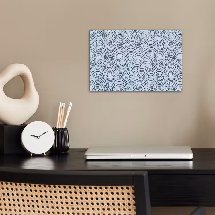 Patroon - Golven - Abstract - Modern - Blauw poster papier klein -sfeer1