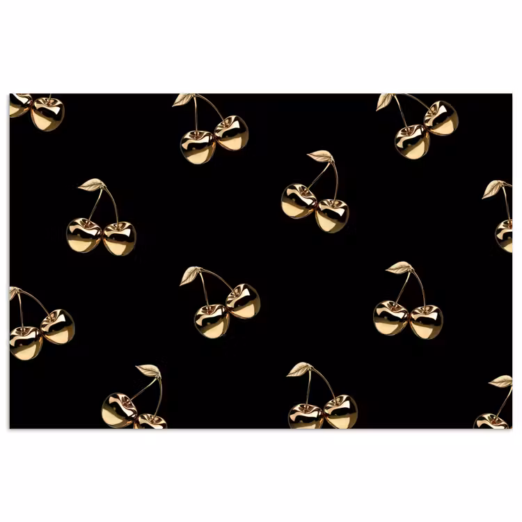 Patroon - Kersen - Goud - Chrome poster papier klein -3d