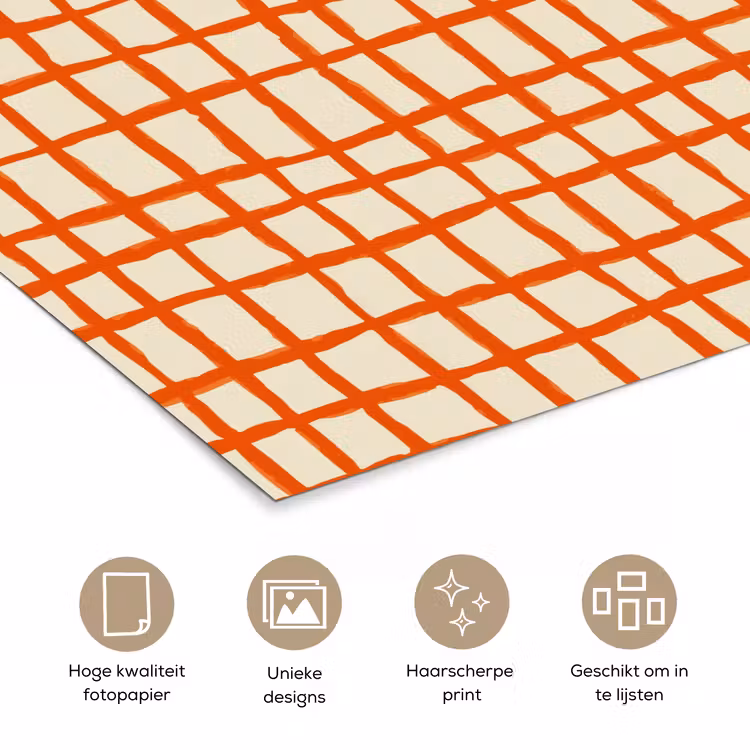 Patroon - Lijnen - Oranje poster papier klein 62 -closeup_NL