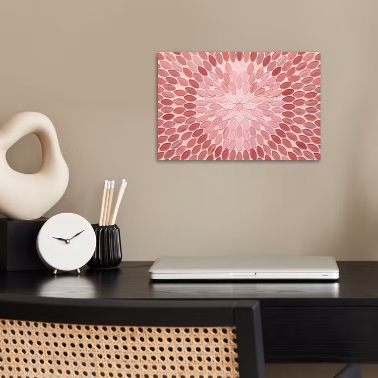 Patroon - Mozaïek - Ovaal - Abstract - Roze poster papier klein -sfeer1