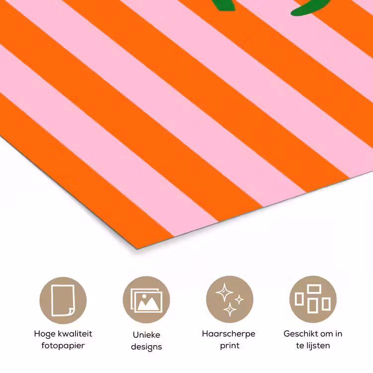 Patroon - Oranje - Fijn - Strepen poster papier klein -closeup_NL