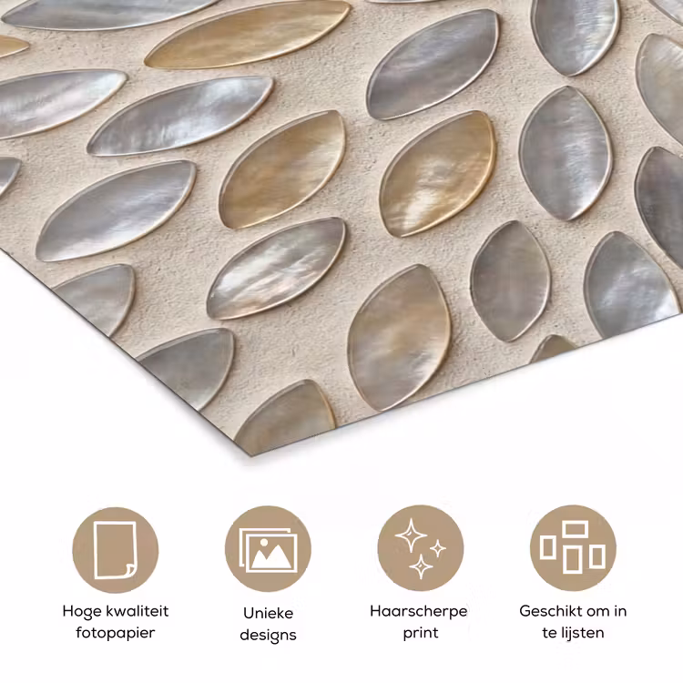 Patroon - Ovaal - Glanzend - Abstract - Beige poster papier klein -closeup_NL