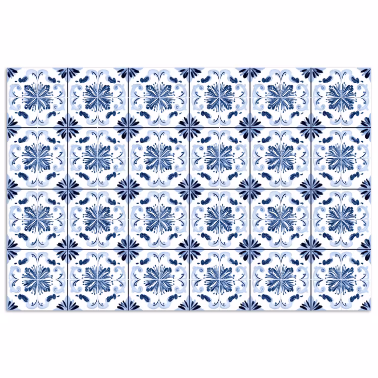 Patroon - Tegel - Blauw poster papier klein 62 -3d