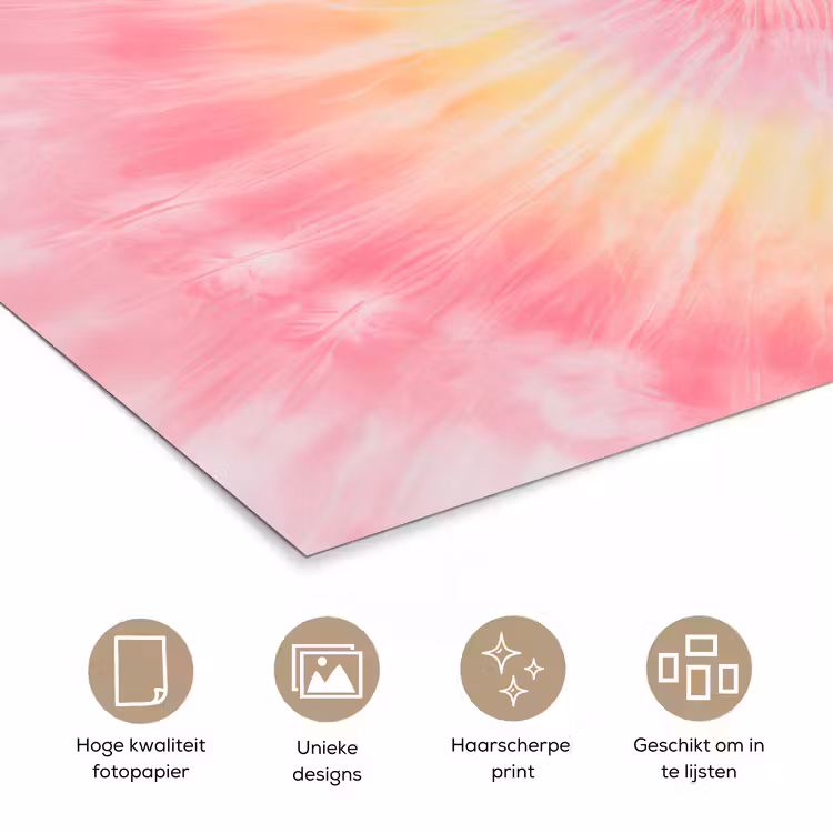 Patroon - Tie Dye - Pasteltinten - Roze poster papier klein -closeup_NL
