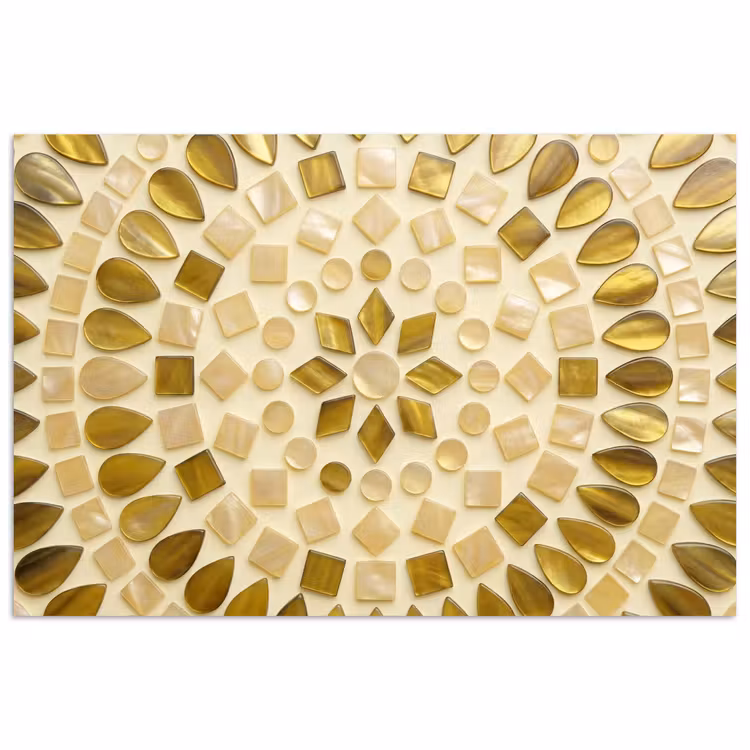 Patroon - Vormen - Mozaïek - Abstract - Goud poster papier klein -3d