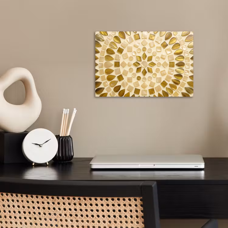 Patroon - Vormen - Mozaïek - Abstract - Goud poster papier klein -sfeer1