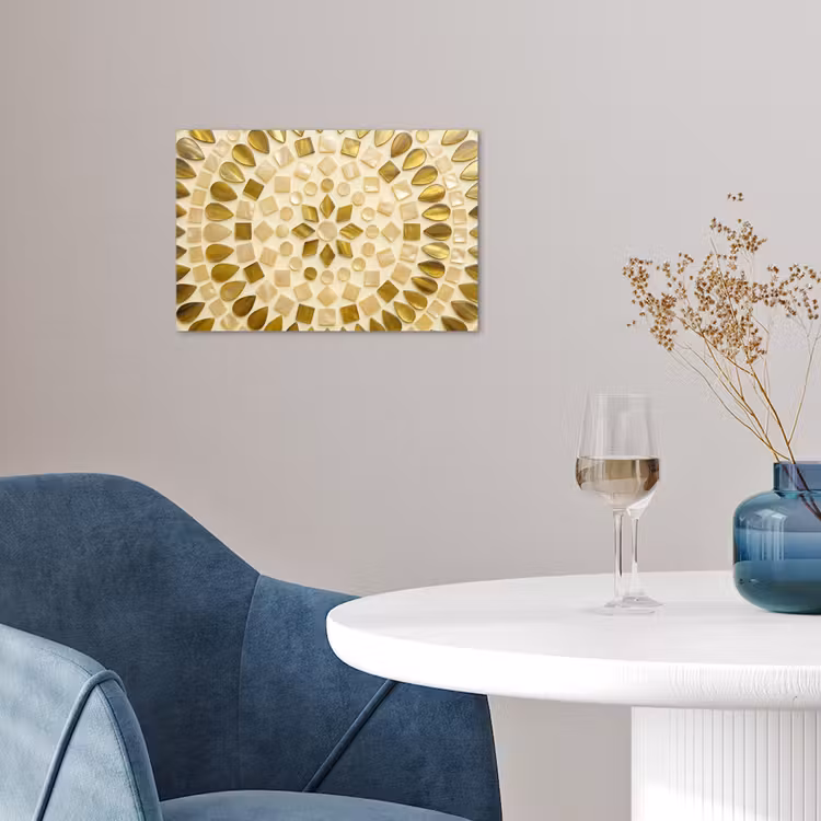Patroon - Vormen - Mozaïek - Abstract - Goud poster papier klein -sfeer3