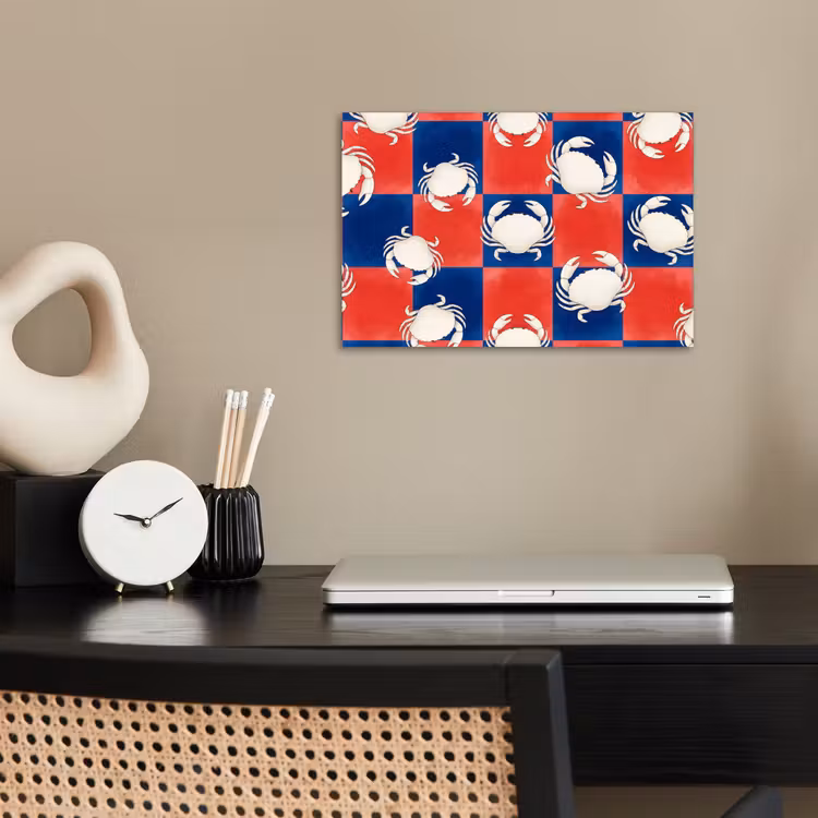 Patroon - Zeeleven - Rood - Blauw - Abstract poster papier klein -sfeer1