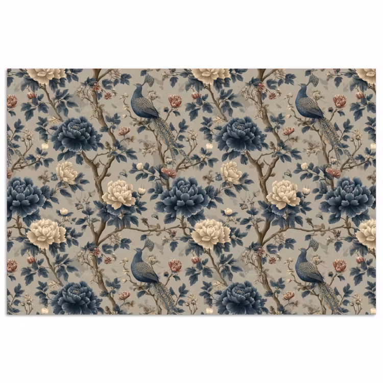 Pauw - Bloemen - Blauw poster papier klein 62 -3d