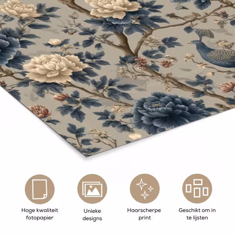 Pauw - Bloemen - Blauw poster papier klein 62 -closeup_NL