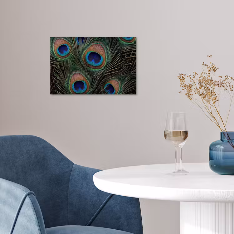 Pauwenveren - Klassiek - Groen poster papier klein -sfeer3