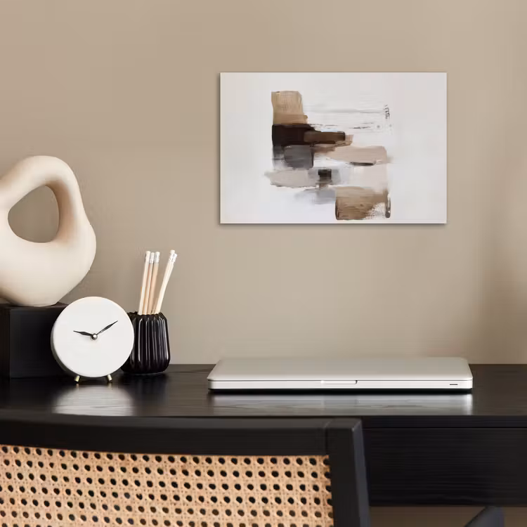 Penseelstreken - Balans - Beige - Bruin poster papier klein -sfeer1