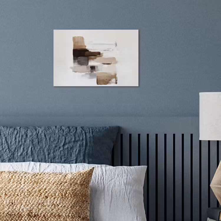 Penseelstreken - Balans - Beige - Bruin poster papier klein -sfeer2