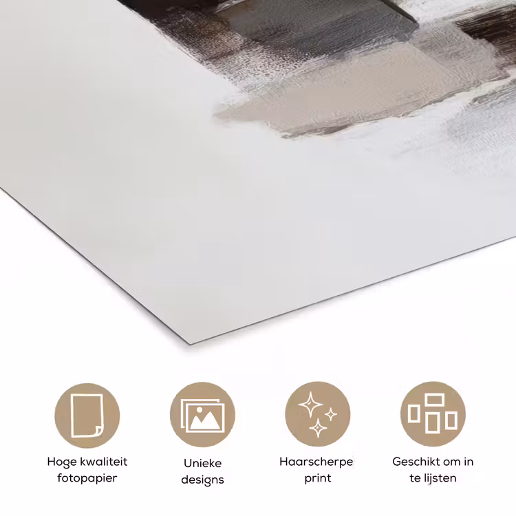 Penseelstreken - Balans - Beige - Bruin poster papier klein -closeup_NL