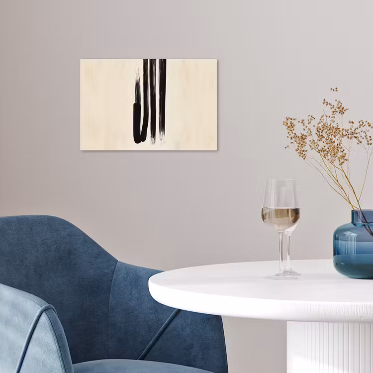 Penseelstreken - Verticaal - Zwart poster papier klein -sfeer3