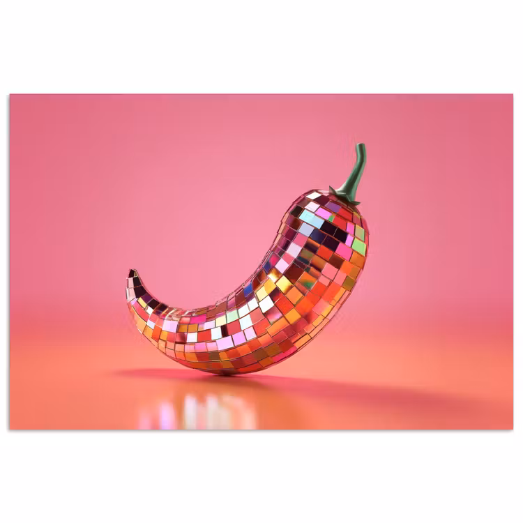 Peper - Disco - Rood - Glitter poster papier klein -3d