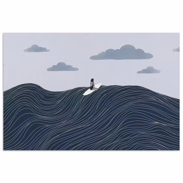 Persoon - Surfen - Oceaan - Natuur - Modern poster papier klein -3d