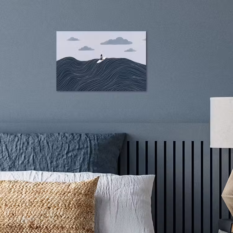 Persoon - Surfen - Oceaan - Natuur - Modern poster papier klein -sfeer2