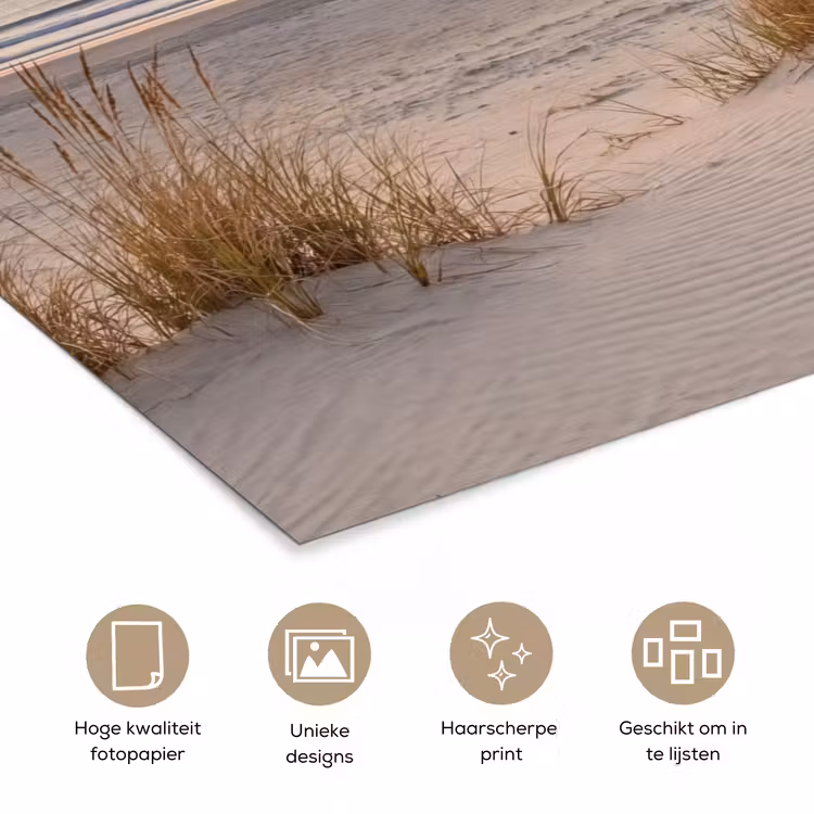 Pier - Zonsondergang - Strand poster papier klein -closeup_NL