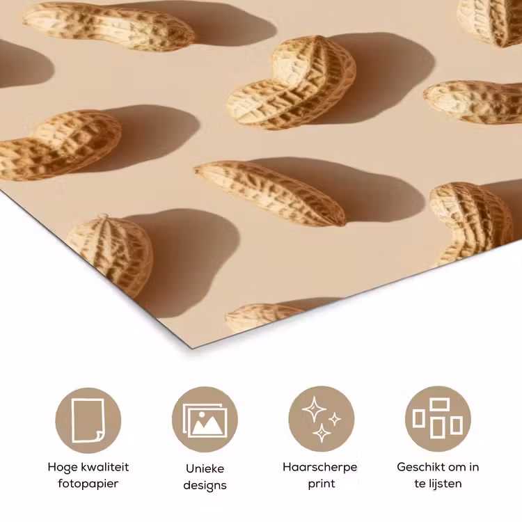 Pinda's - Patroon - Beige poster papier klein -closeup_NL