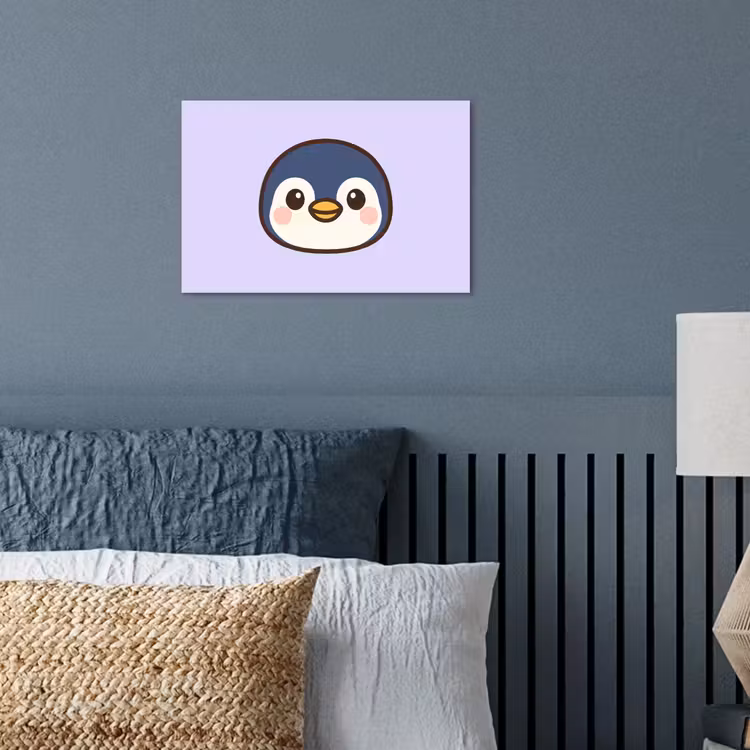 Pinguïn - Paars - Schattig poster papier klein -sfeer2