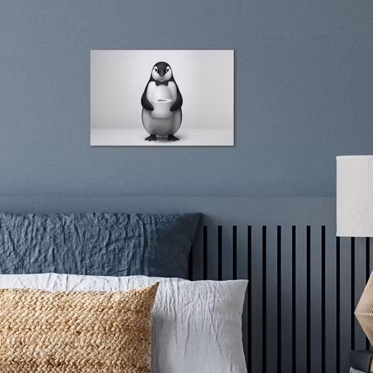 Pinguïn - WC rol - Wit poster papier klein -sfeer2