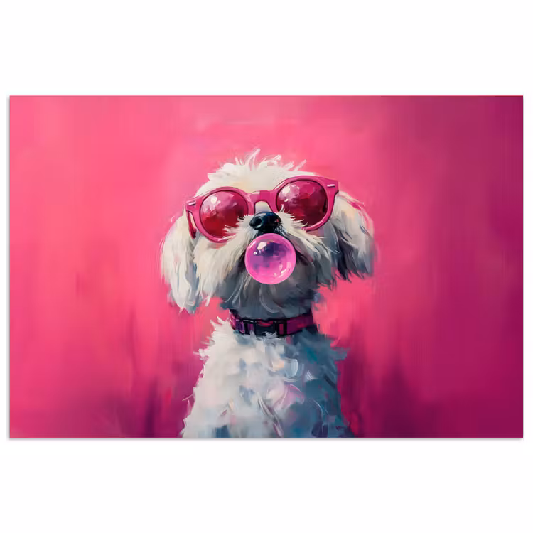 Pink - Hond - Bubbel poster papier klein -3d