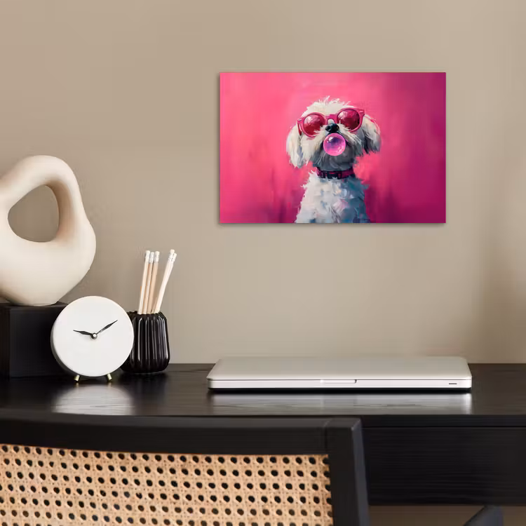 Pink - Hond - Bubbel poster papier klein -sfeer1